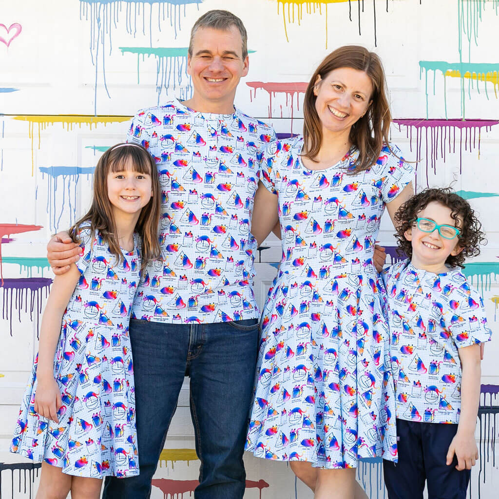 Adult "You Gotta Be Euclidin' Me" 3D Math Cats Super Twirler Dress with Pockets