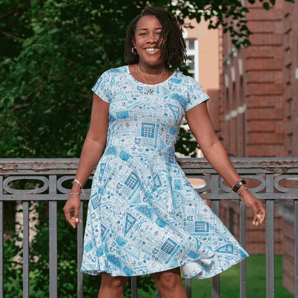 Adult "Math Rules!" School Supplies Dress with Pockets