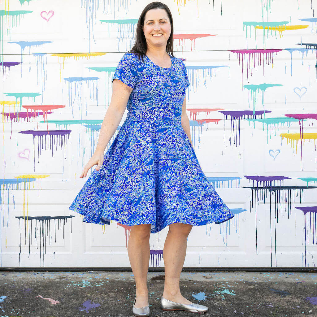 Adult "Tide and Seek" Ocean iSpy Super Twirler Dress with Pockets