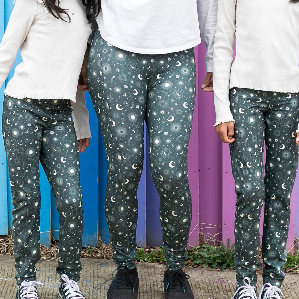"Space Case" Celestial Starbursts Leggings with Pockets