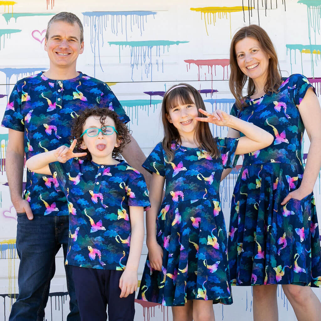 "Reign Clouds" Rainbow Amphiptere Dragons Henley Short Sleeve Tee