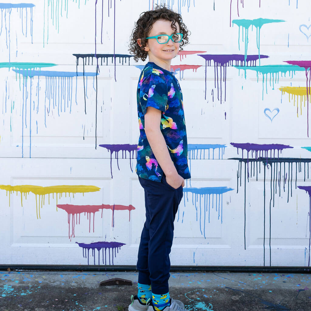 "Reign Clouds" Rainbow Amphiptere Dragons Henley Short Sleeve Tee