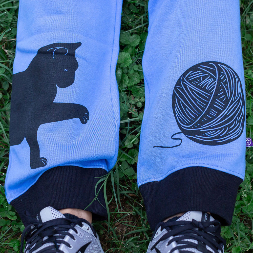 Adult Cat and Yarn Fuzzy Fleece Joggers with Pockets