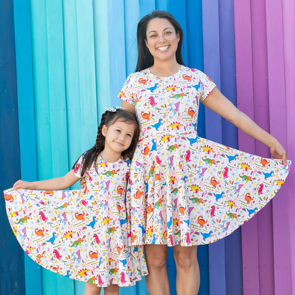 Adult "Hypothesaurus Rex" Dinosaur Scientists Super Twirler Dress with Pockets