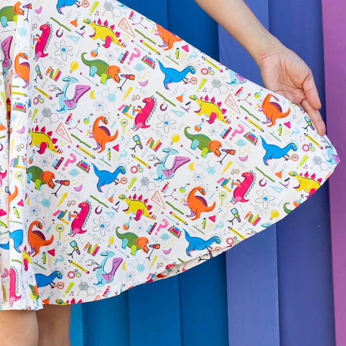 Adult "Hypothesaurus Rex" Dinosaur Scientists Super Twirler Dress with Pockets
