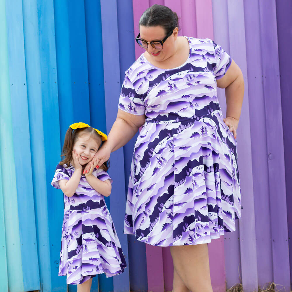 "Dinoscape" Dinosaur Wilderness Super Twirler Dress with Pockets