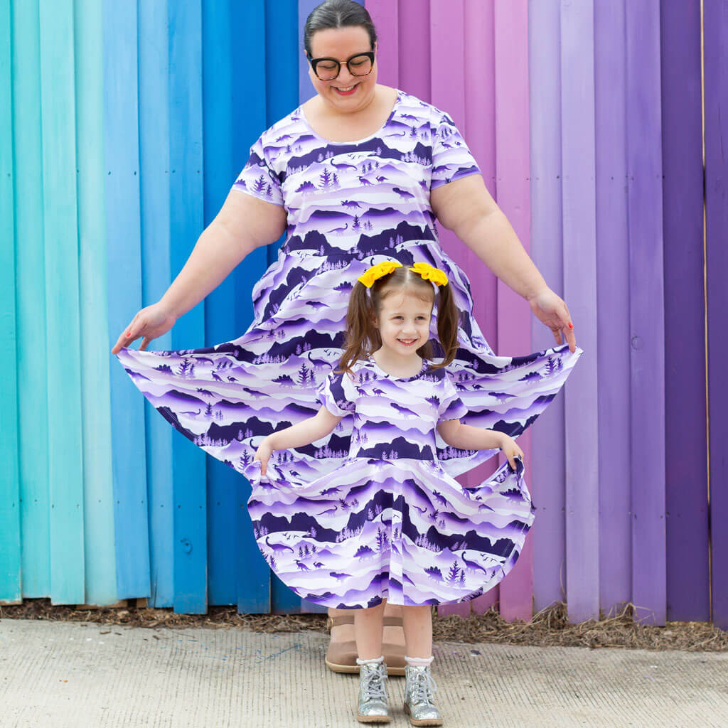 "Dinoscape" Dinosaur Wilderness Super Twirler Dress with Pockets