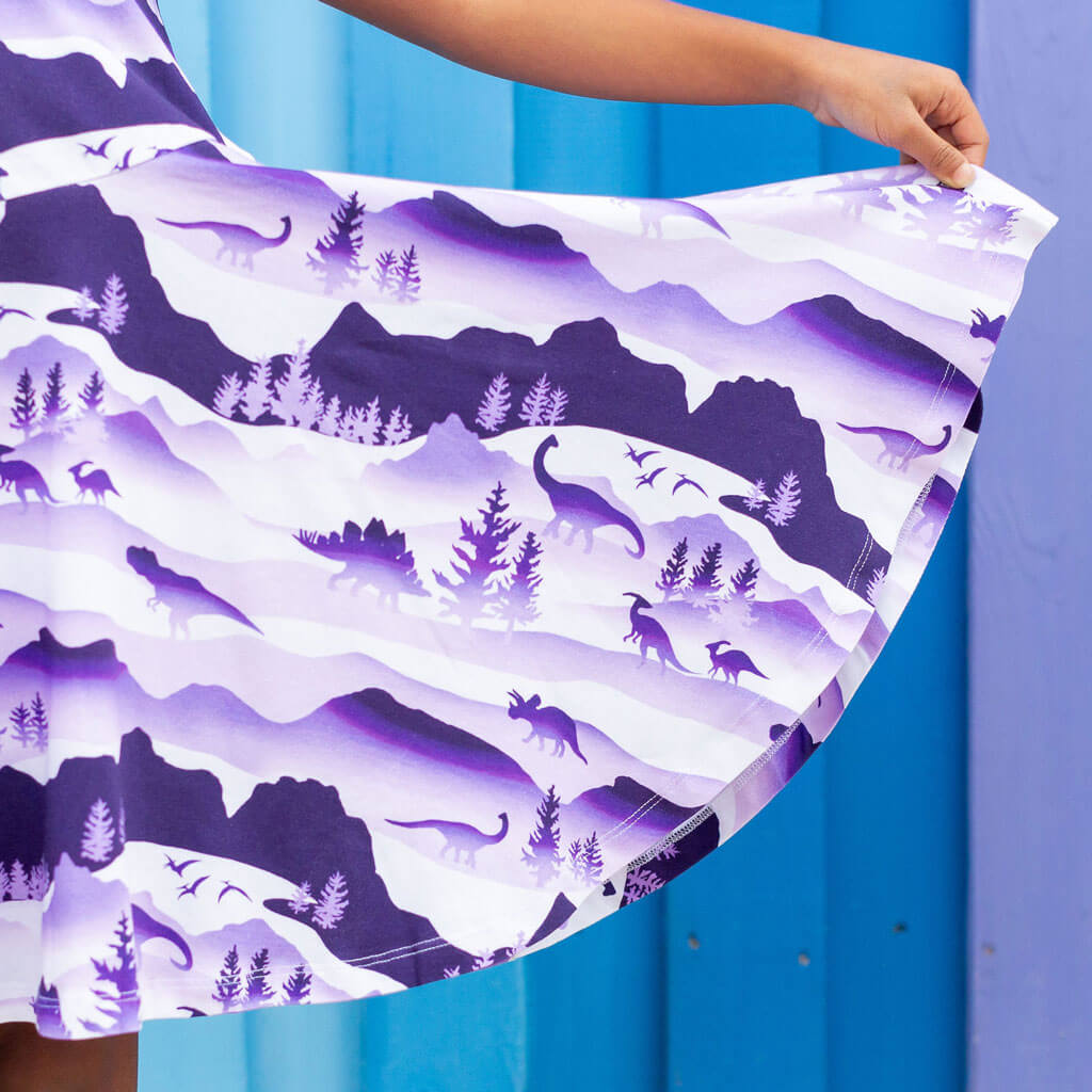 "Dinoscape" Dinosaur Wilderness Super Twirler Dress with Pockets