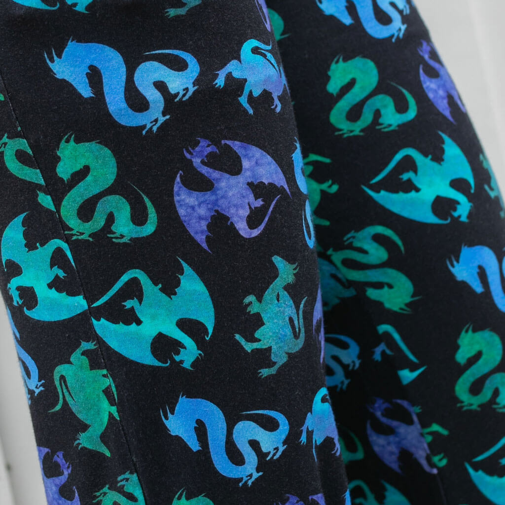 Adult "Wyrm & Cozy" Dragons Foldover Straight Leg Lounge Pants with Pockets