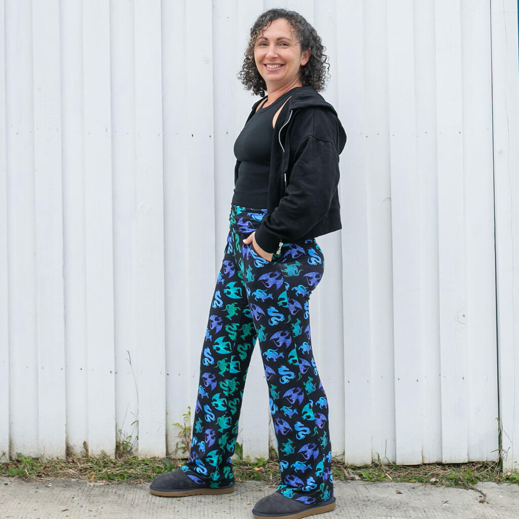 Adult "Wyrm & Cozy" Dragons Foldover Straight Leg Lounge Pants with Pockets