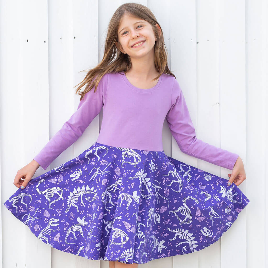 "Dinorama" Fossils Super Twirler Dress with Pockets