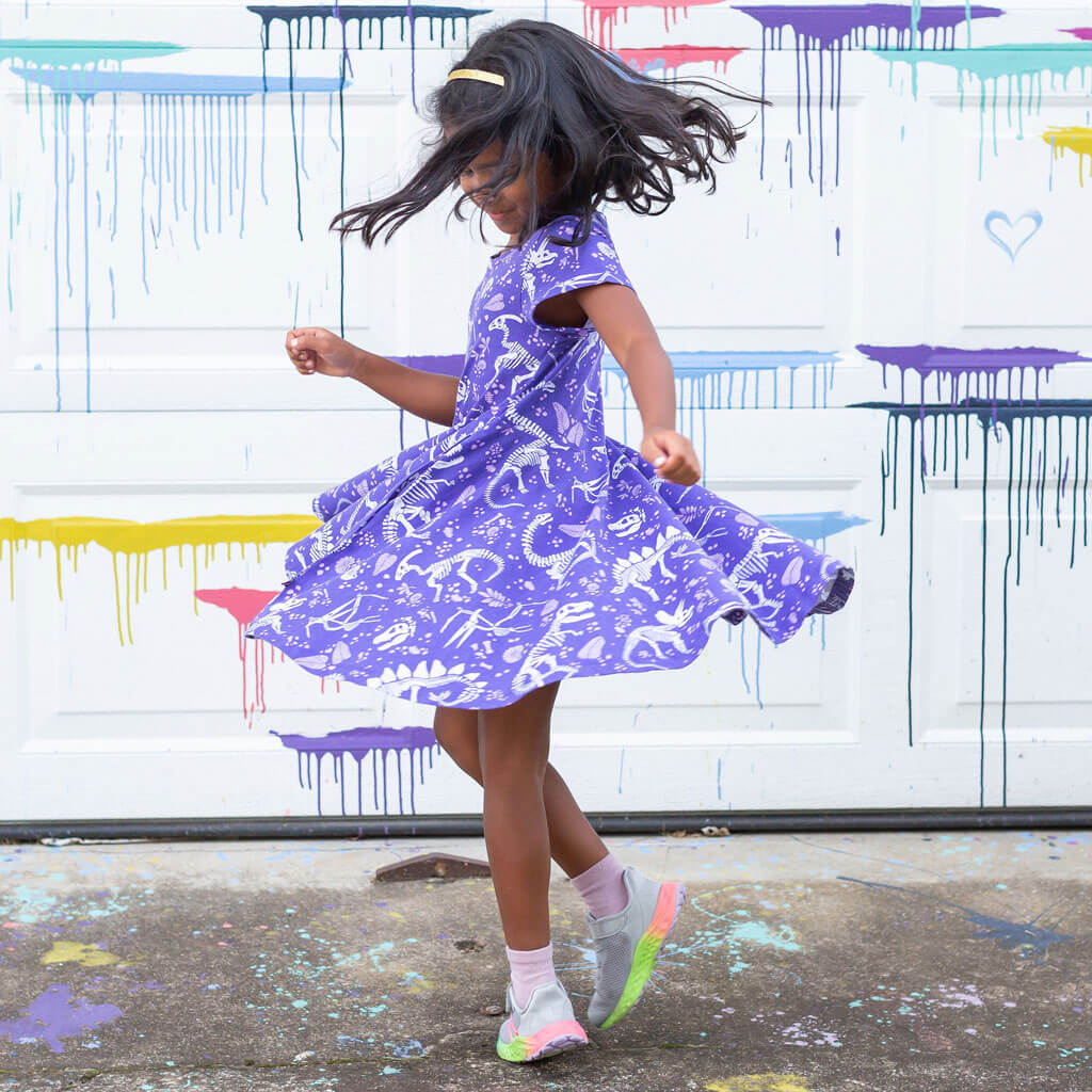 "Dinorama" Fossils Super Twirler Dress with Pockets