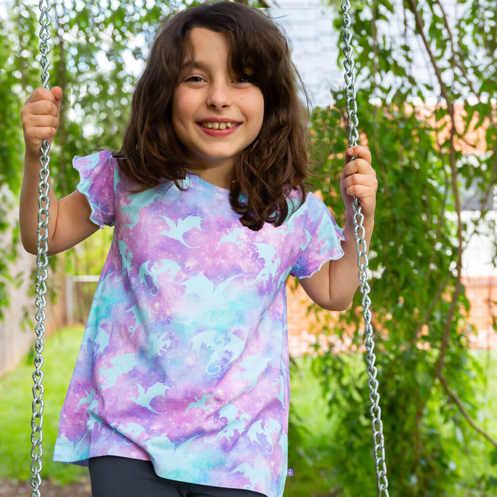 Galaxy Dragons Flutter Short Sleeve Shirt