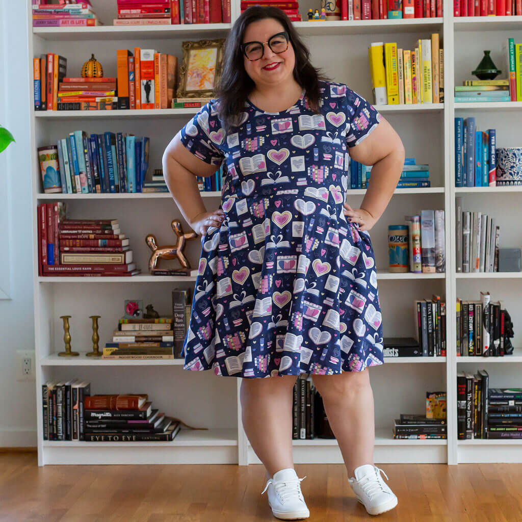 Adult "Love Letters" Books Super Twirler Dress with Pockets