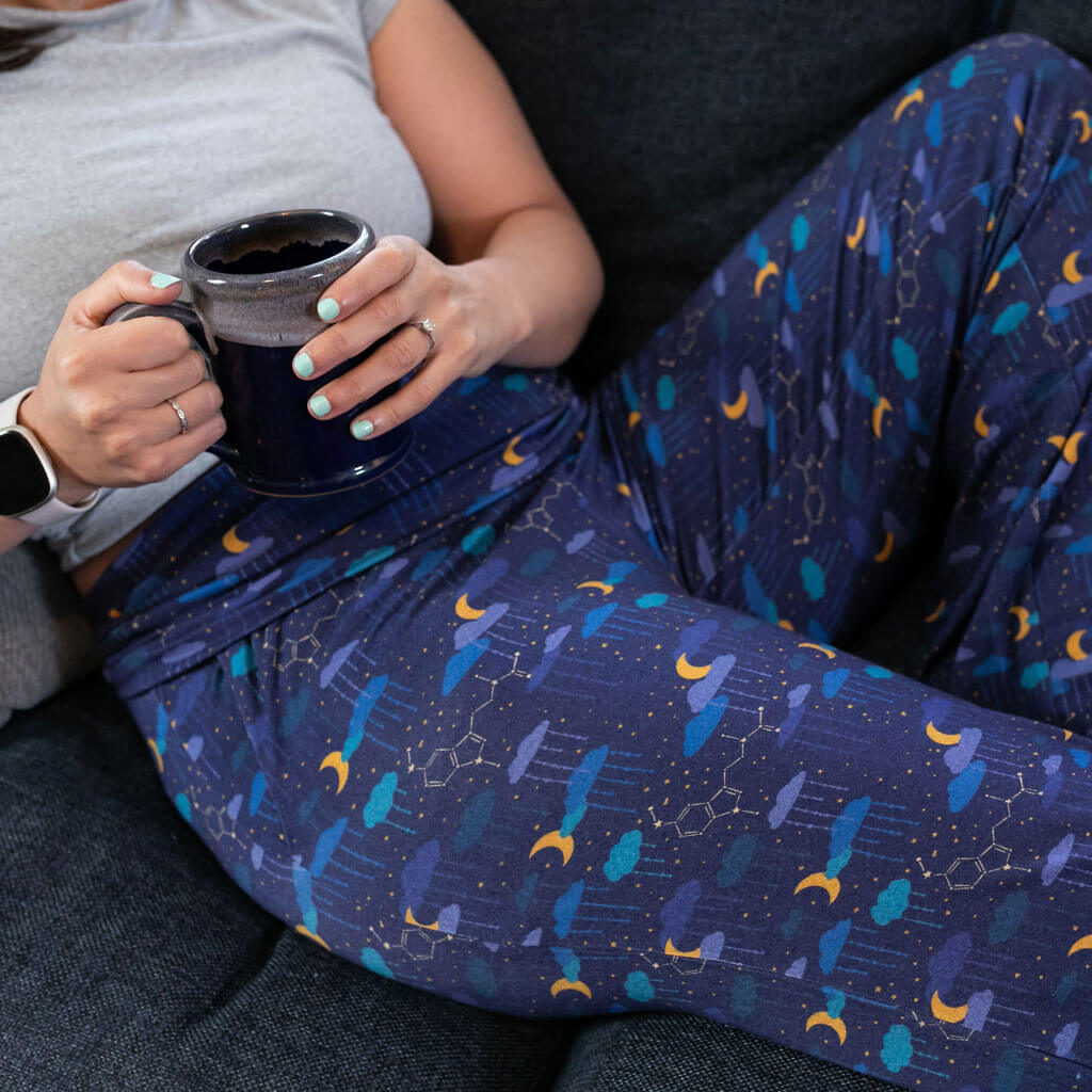 Adult "Goodnight Molecule" Sleepy Melatonin Foldover Straight Leg Lounge Pants with Pockets