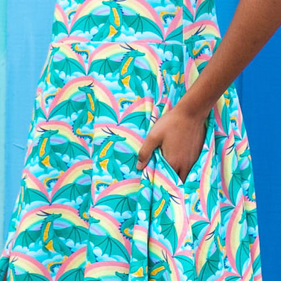 "Some Lair Over the Rainbow" Dragons Sleeveless Play Dress with Pockets