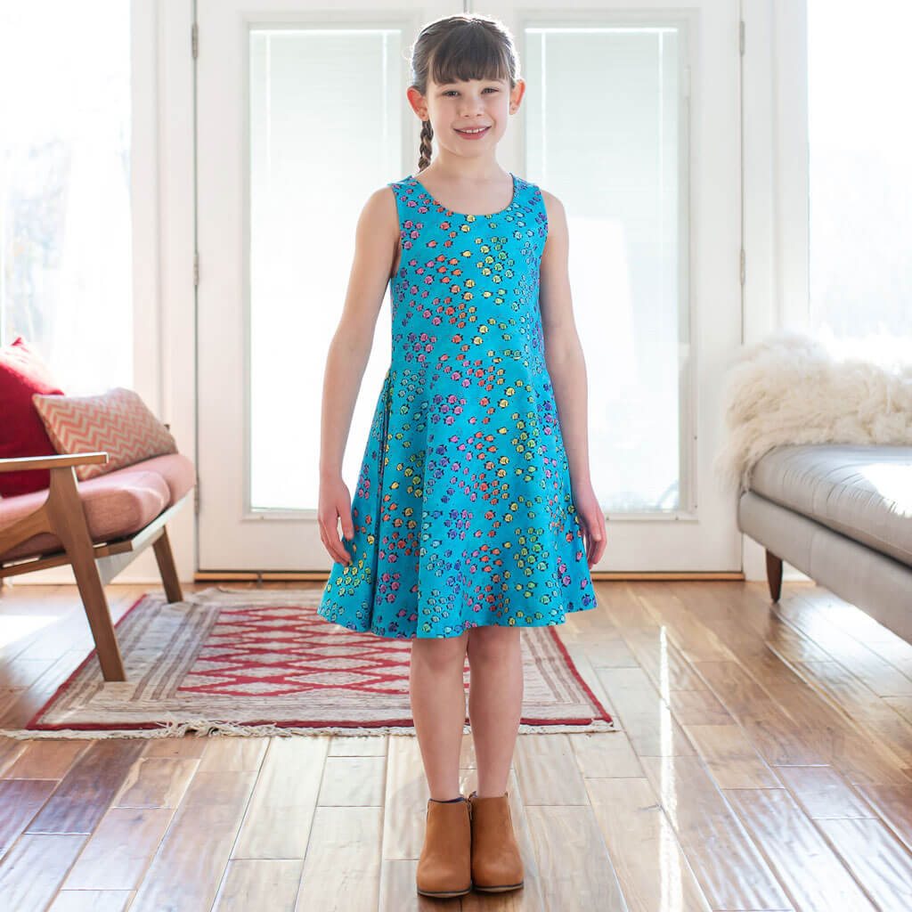 "Summer School" Rainbows of Fish Sleeveless Play Dress with Pockets