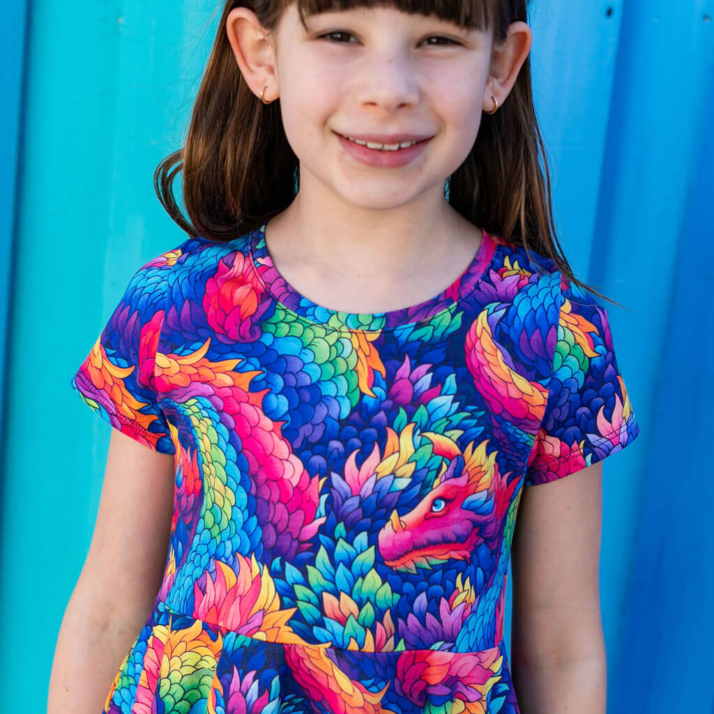 Rainbow Scales Dragons Super Twirler Dress with Pockets