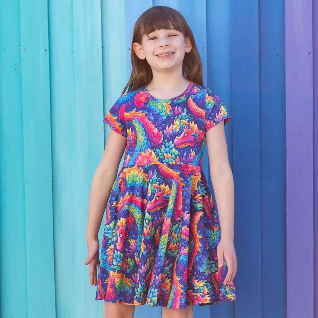 Rainbow Scales Dragons Super Twirler Dress with Pockets