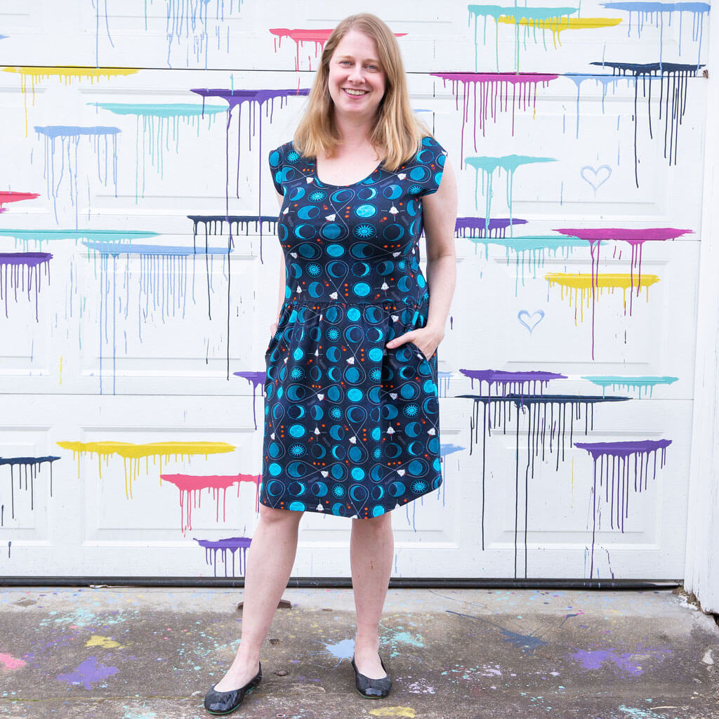 Adult "Gravity Assist" Rocket to the Moon Cap Sleeve Dress with Pockets