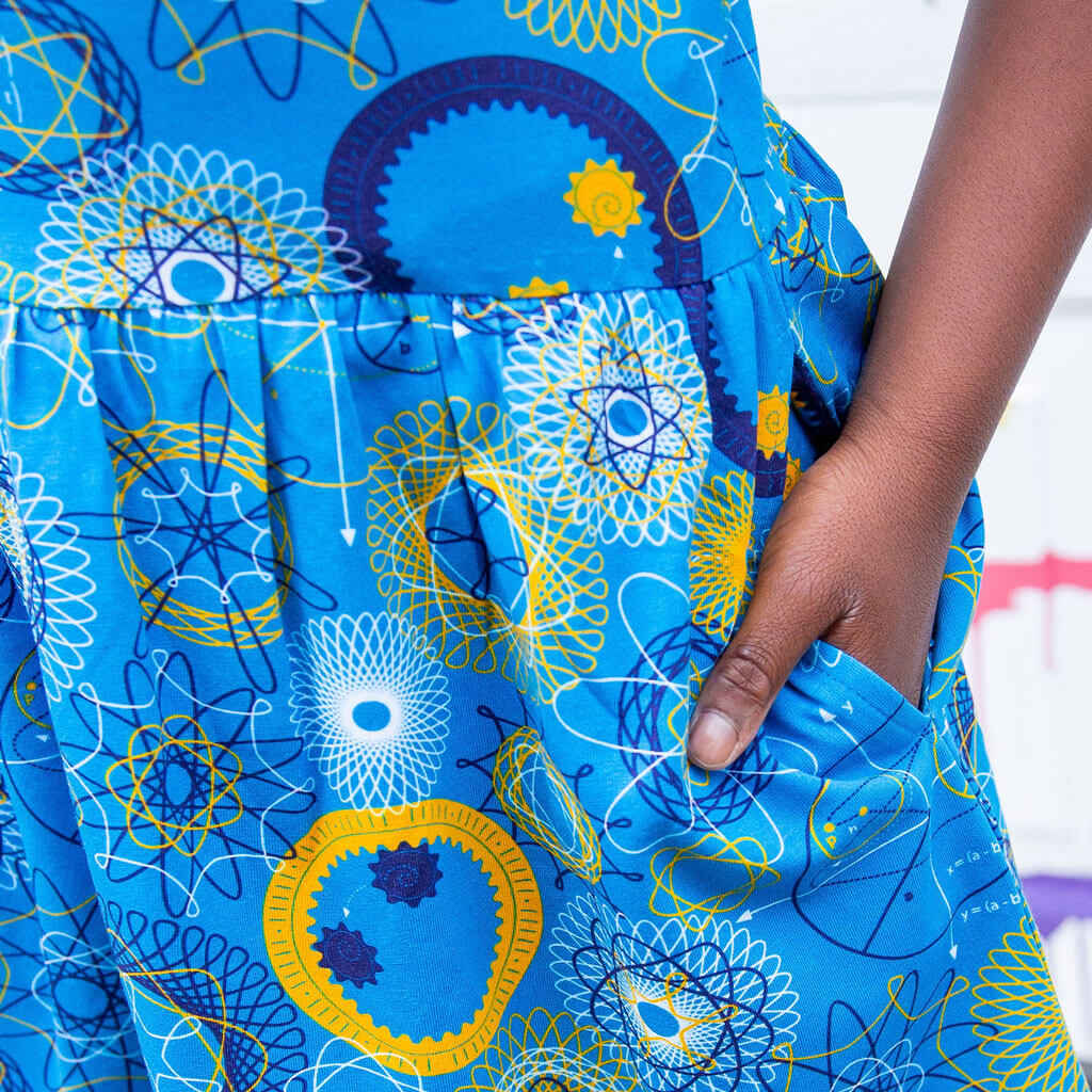 "Spin Cycle" Roulette Curves Cap Sleeve Dress with Pockets