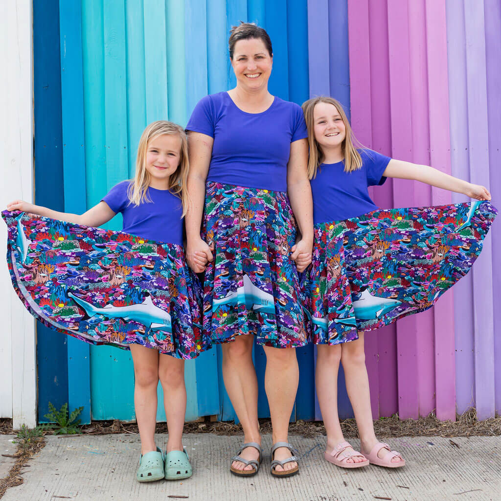 Adult "Chomping Grounds" Shark Reef Super Twirler Dress with Pockets