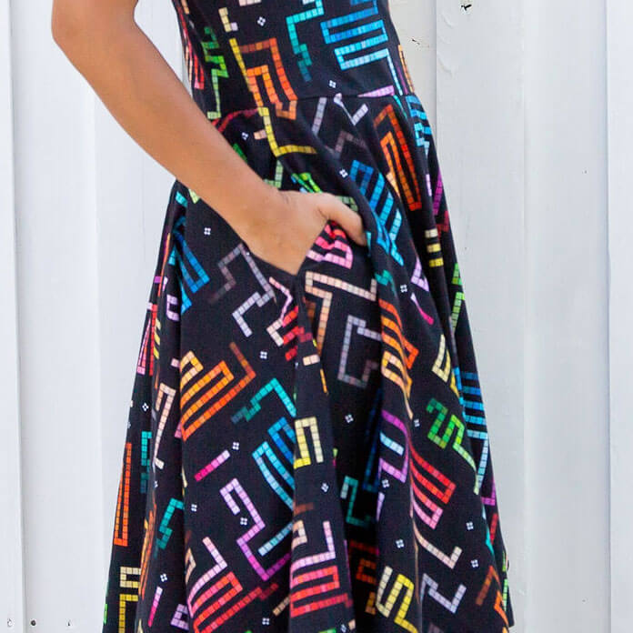 Adult "Snake Byte" Arcade Game Super Twirler Dress with Pockets