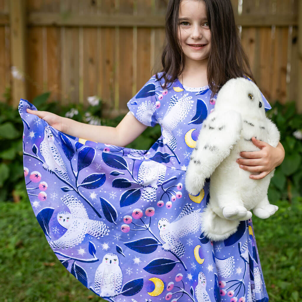 "Hoot Couture" Snowy Owls Super Twirler Dress with Pockets