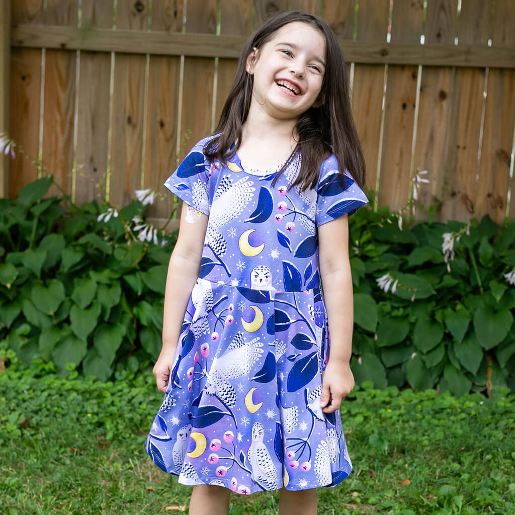 "Hoot Couture" Snowy Owls Super Twirler Dress with Pockets