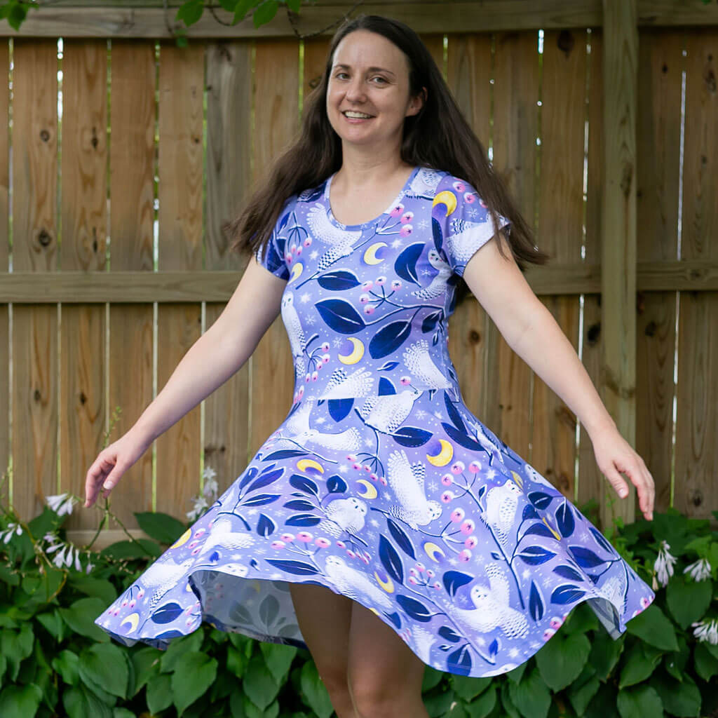 Adult "Hoot Couture" Snowy Owls Super Twirler Dress with Pockets
