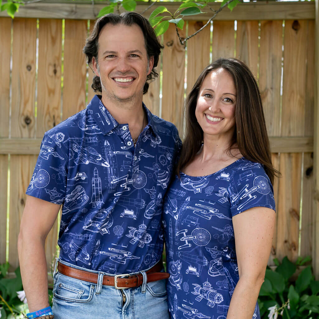 Adult Starship Blueprints Short Sleeve Polo Shirt