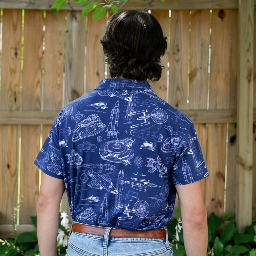 Adult Starship Blueprints Short Sleeve Polo Shirt
