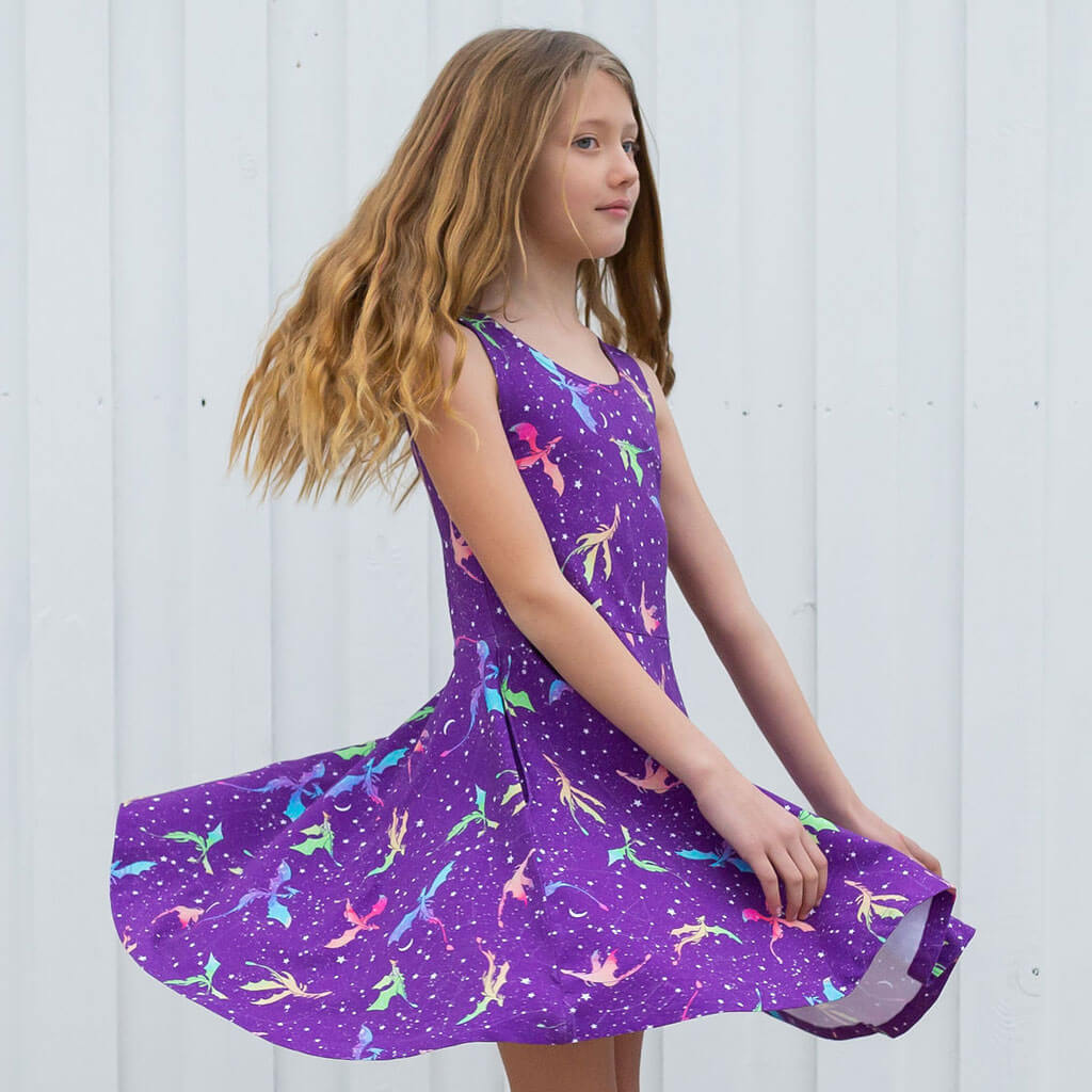 "Star Fire" Stellar Dragons Sleeveless Play Dress with Pockets