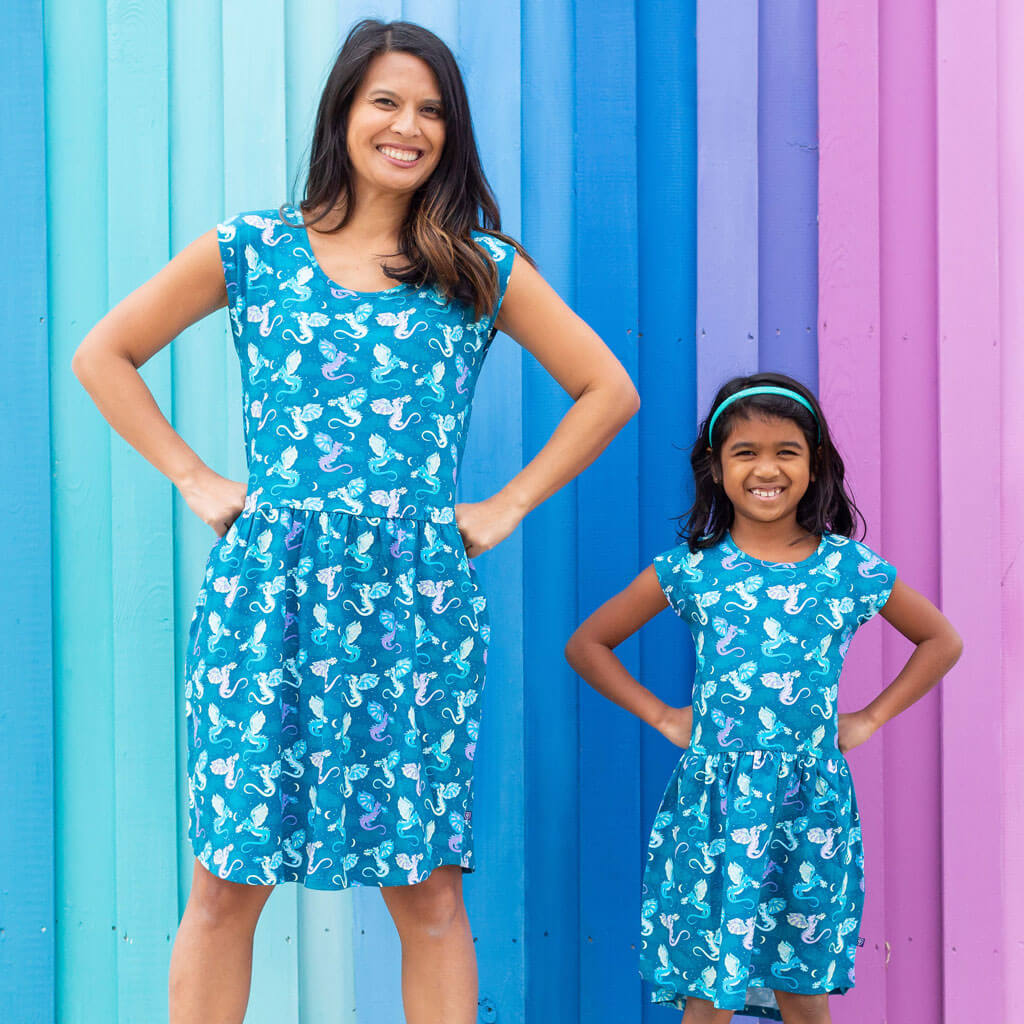 Adult "Slay All Day" Dragons Cap Sleeve Dress with Pockets