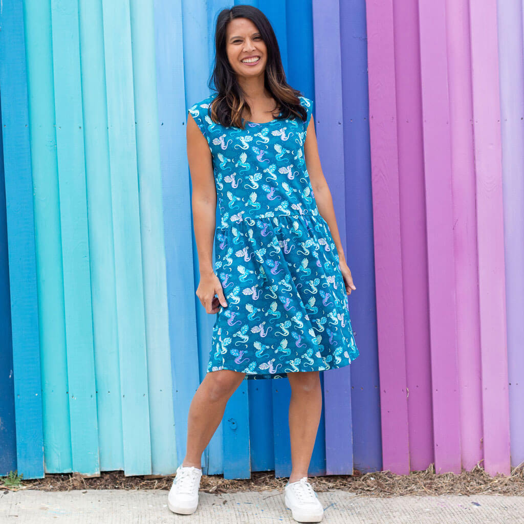 Adult "Slay All Day" Dragons Cap Sleeve Dress with Pockets