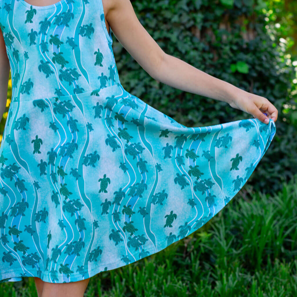 "Current Events" Sea Turtles Sleeveless Play Dress with Pockets
