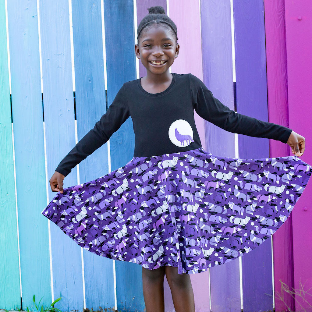 "Moonlight Call" Wolves Super Twirler Dress with Pockets