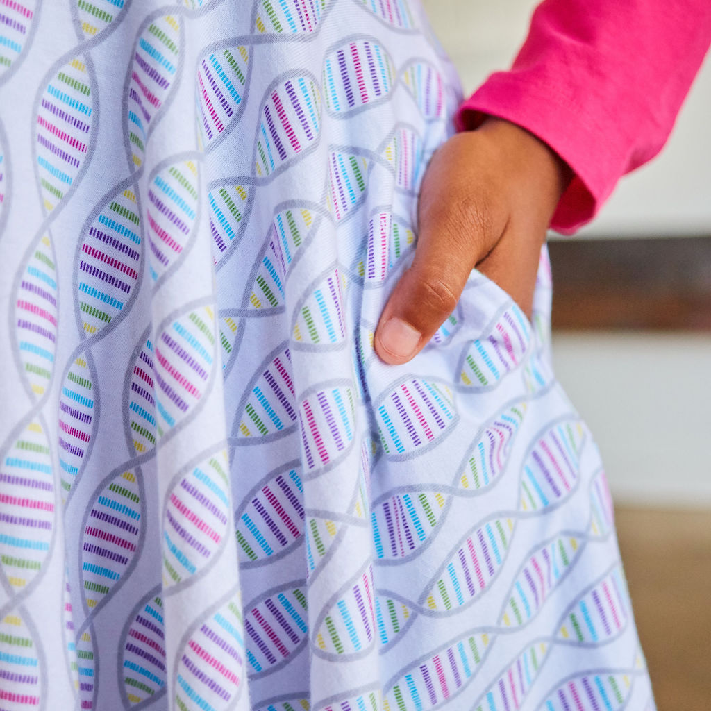 "Base Pair Beauty" DNA Long Sleeve Twirly Play Dress with Pockets