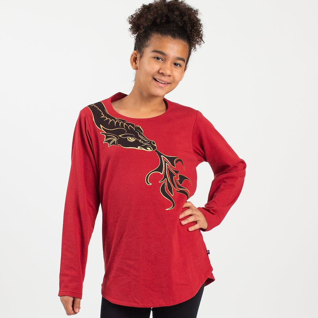 Fierce Shoulder Dragon Long Sleeve Tunic Shirt