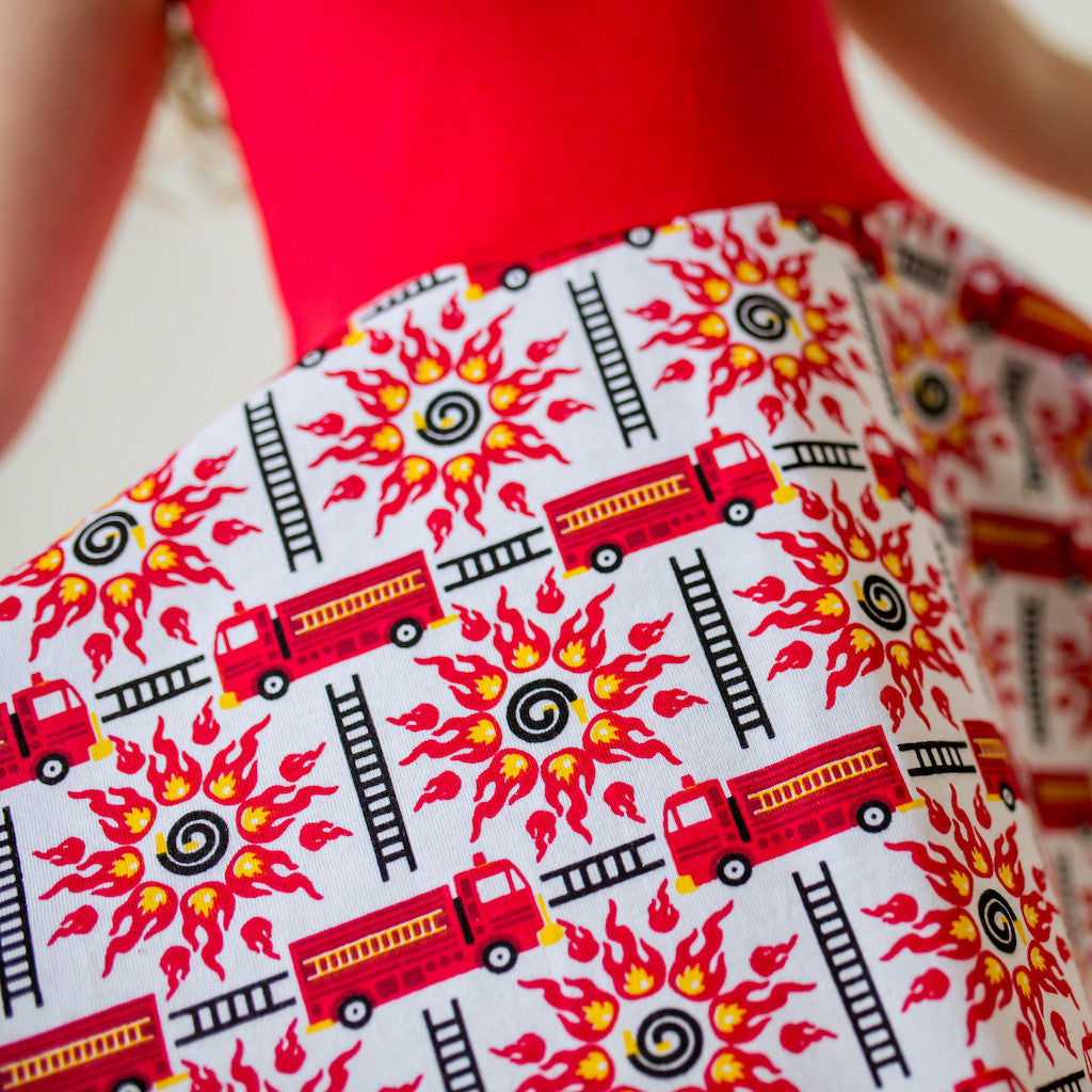"Rescue Ready" Fire Engine Twirly Play Dress with Pockets