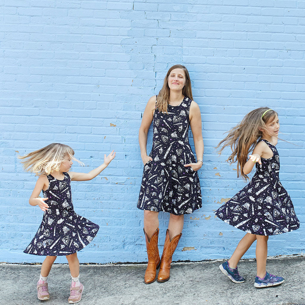 “One Giant Leap” Moon Landing Anniversary Knee-Length Stretchy Sleeveless Dress with Pockets - Adult