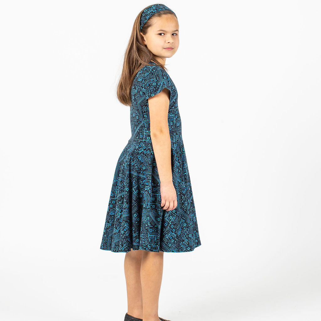 "Up to Code" Circuits Short Sleeve Super Twirler Dress