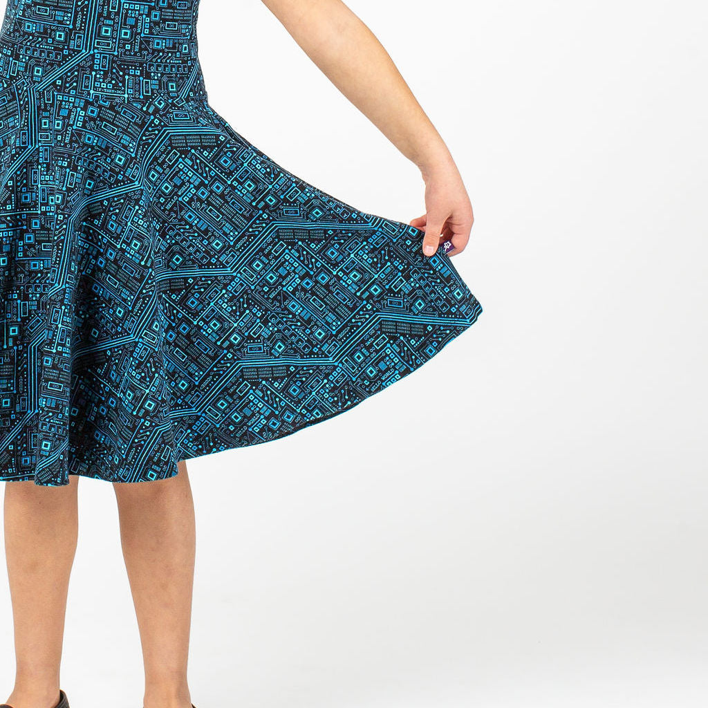 "Up to Code" Circuits Short Sleeve Super Twirler Dress
