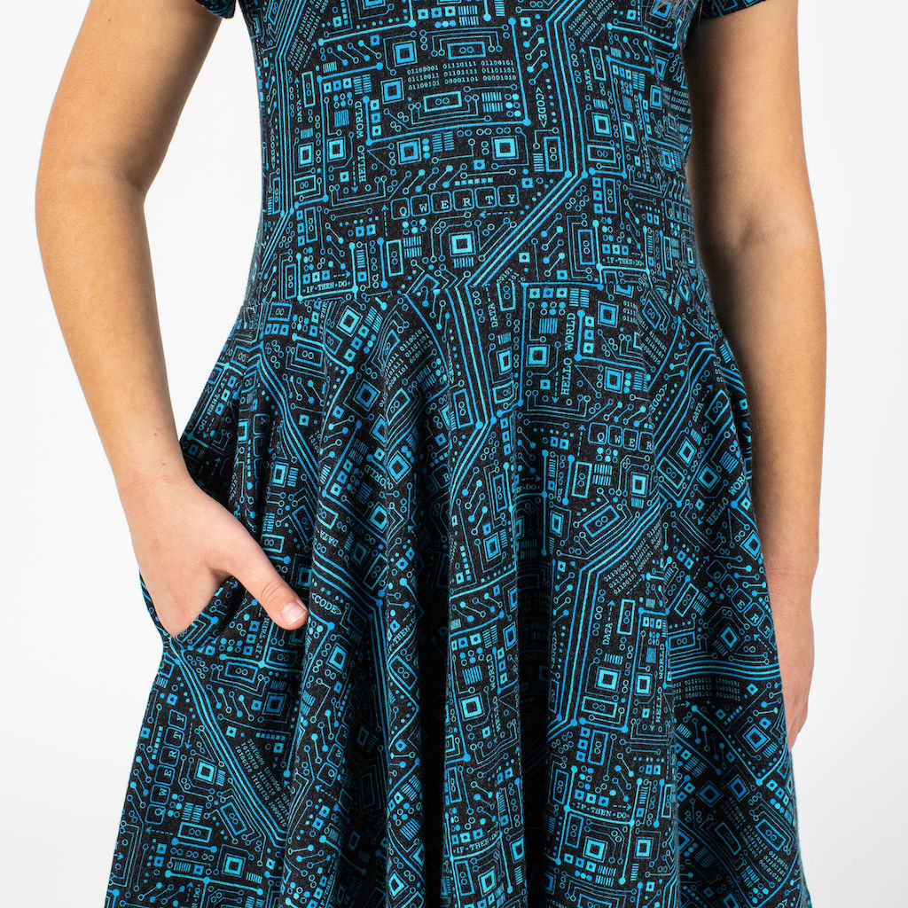 "Up to Code" Circuits Short Sleeve Super Twirler Dress