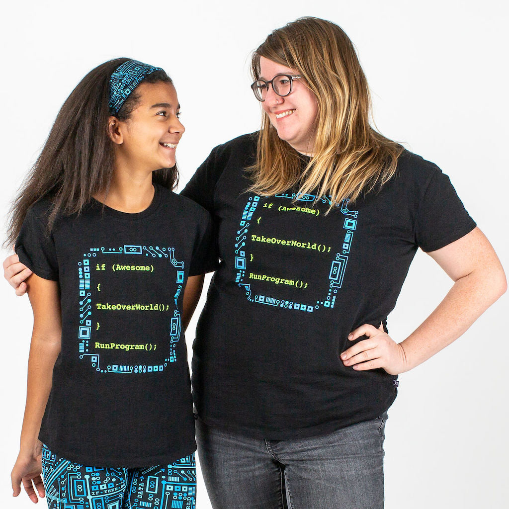 “If Awesome, Take Over World” Computer Programming Adult T-Shirt