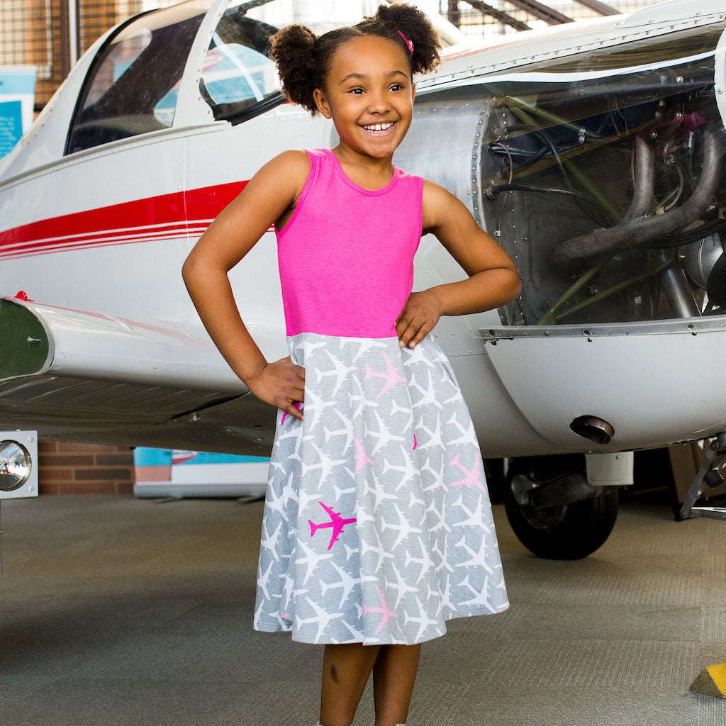 "AirHeart" Airplanes Twirly Play Dress with Pockets