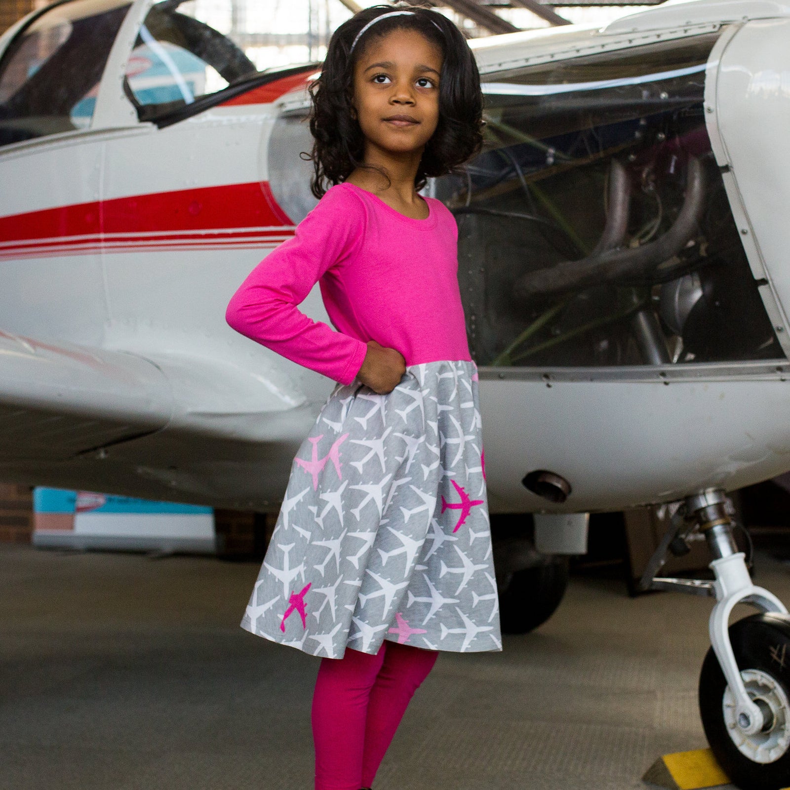 "AirHeart" Airplanes Twirly Play Dress with Pockets