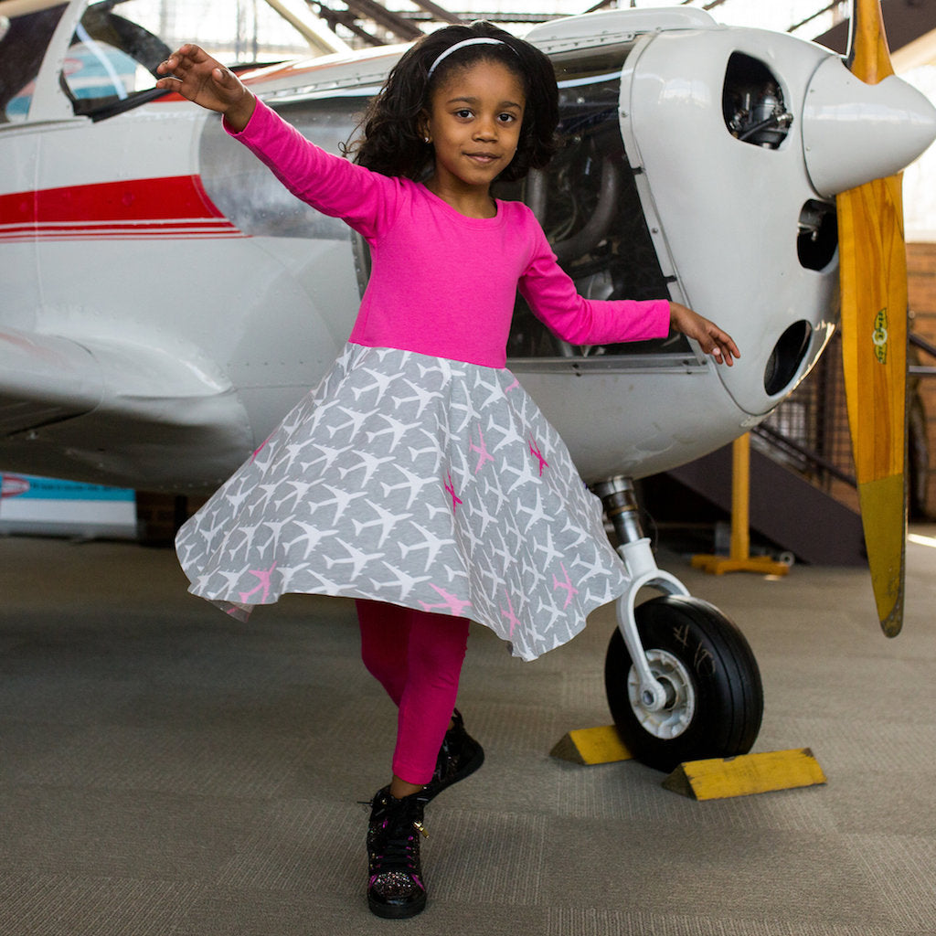 "AirHeart" Airplanes Twirly Play Dress with Pockets