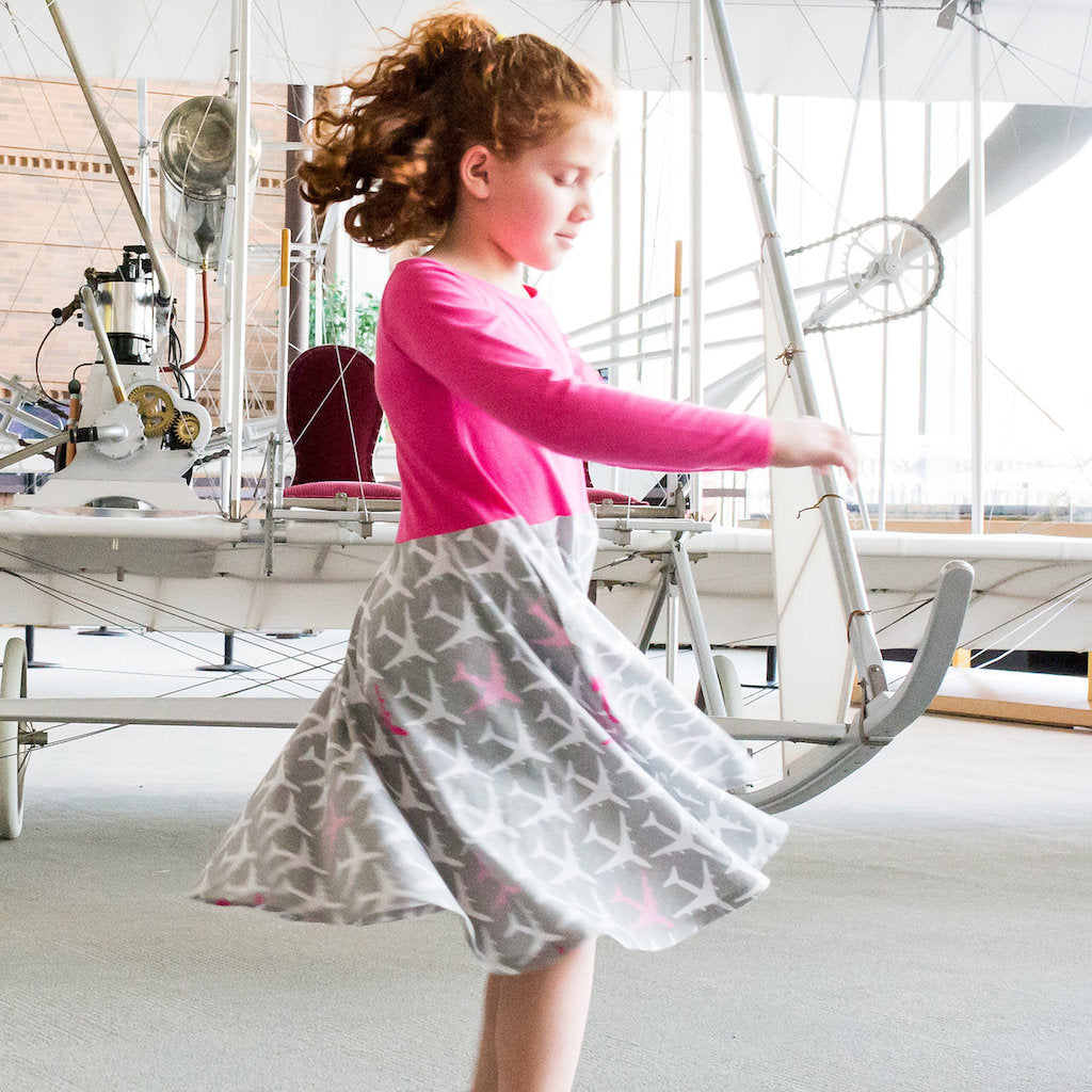 "AirHeart" Airplanes Twirly Play Dress with Pockets