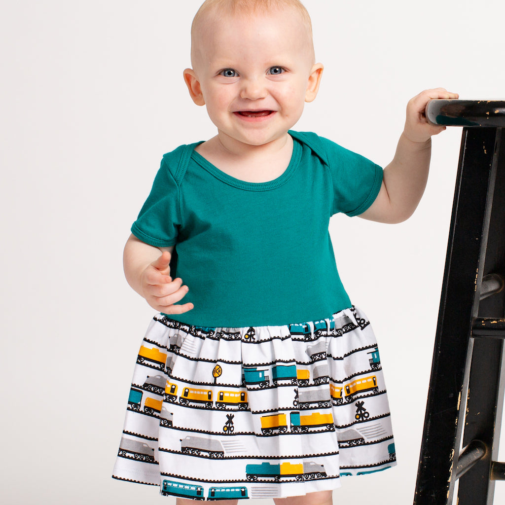 "ENGINEuity" Trains Infant Snapsuit Dress